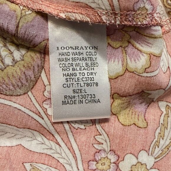 UMGEE Floral Short Dress Rose Gold Tassel Belt 3/4 Puff Sleeve Boho Flowy Large - Picture 11 of 11